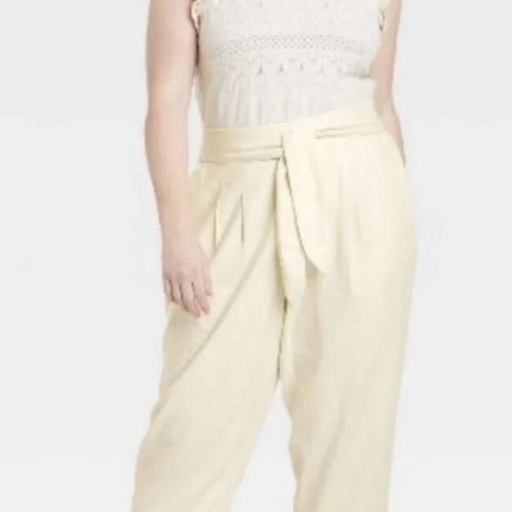 WHO WHAT WEAR LINEN BLEND TROUSERS - Picture 3 of 6